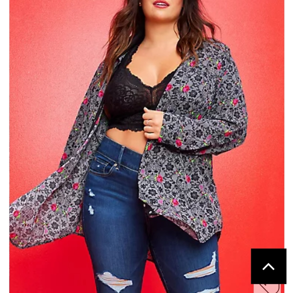 🆕💀 🌹2X BETSEY JOHNSON FLORAL SKULLS TUNIC BLOUSE 🌹 💀 - Picture 6 of 8